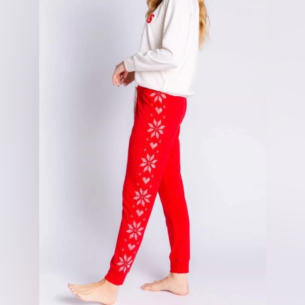 NWT PJ Salvage Frosted Fairisle Snowflakes Fleece Jogger